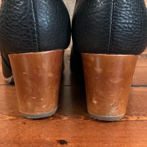 Kork-Ease Natalya Black Leather Comfort Chunky Wedge Ankle Bootie Women's 7 1/2 - Picture 15 of 16